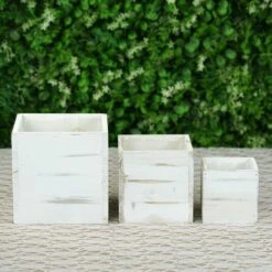 2 Pcs 6" Natural Wood Square Plant Holder Boxes Centerpieces -Optimal Home Decoration 2 pcs 6 natural wood square plant holder boxes centerpieces 29002042540095
