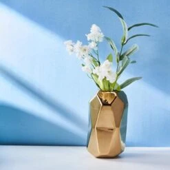 2 Pcs 6" Tall Geometric Cylinder Ceramic Vases - Gold 23 2 Pcs 6" Tall Geometric Cylinder Ceramic Vases - Gold -Optimal Home Decoration 2 pcs 6 tall geometric cylinder ceramic vases gold vase a70 gold 28163035529279