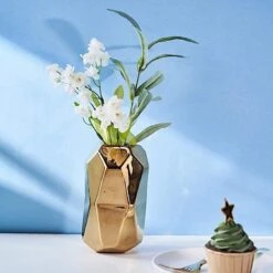 2 Pcs 6" Tall Geometric Cylinder Ceramic Vases - Gold 21 2 Pcs 6" Tall Geometric Cylinder Ceramic Vases - Gold -Optimal Home Decoration 2 pcs 6 tall geometric cylinder ceramic vases gold vase a70 gold 28549728665663