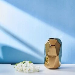 2 Pcs 6" Tall Geometric Cylinder Ceramic Vases - Gold 17 2 Pcs 6" Tall Geometric Cylinder Ceramic Vases - Gold -Optimal Home Decoration 2 pcs 6 tall geometric cylinder ceramic vases gold vase a70 gold 28549751832639