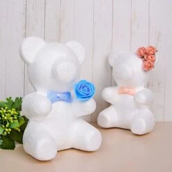 2 Pcs 7" Tall 3D Bear Styrofoam Animals DIY Craft Arts - White -Optimal Home Decoration 2 pcs 7 tall 3d bear styrofoam craft diy arts party decoration white foam craf bear01 s 29189213454399