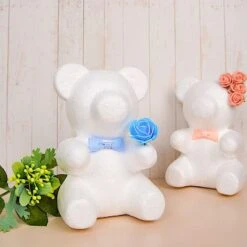 2 Pcs 7" Tall 3D Bear Styrofoam Animals DIY Craft Arts - White -Optimal Home Decoration 2 pcs 7 tall 3d bear styrofoam craft diy arts party decoration white foam craf bear01 s 29189213487167