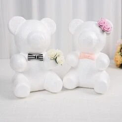 2 Pcs 7" Tall 3D Bear Styrofoam Animals DIY Craft Arts - White -Optimal Home Decoration 2 pcs 7 tall 3d bear styrofoam craft diy arts party decoration white foam craf bear01 s 29189213585471