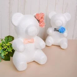 2 Pcs 7" Tall 3D Bear Styrofoam Animals DIY Craft Arts - White -Optimal Home Decoration 2 pcs 7 tall 3d bear styrofoam craft diy arts party decoration white foam craf bear01 s 29189213618239