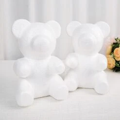 2 Pcs 7" Tall 3D Bear Styrofoam Animals DIY Craft Arts - White -Optimal Home Decoration 2 pcs 7 tall 3d bear styrofoam craft diy arts party decoration white foam craf bear01 s 29189213683775