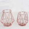 2 Pcs 7" Tall Geometric Design Metal Tealight Holders Lanterns - Rose Gold -Optimal Home Decoration 2 pcs 7 tall geometric design metal tealight holders lanterns rose gold chdlr cand 014a 054 5230749941823