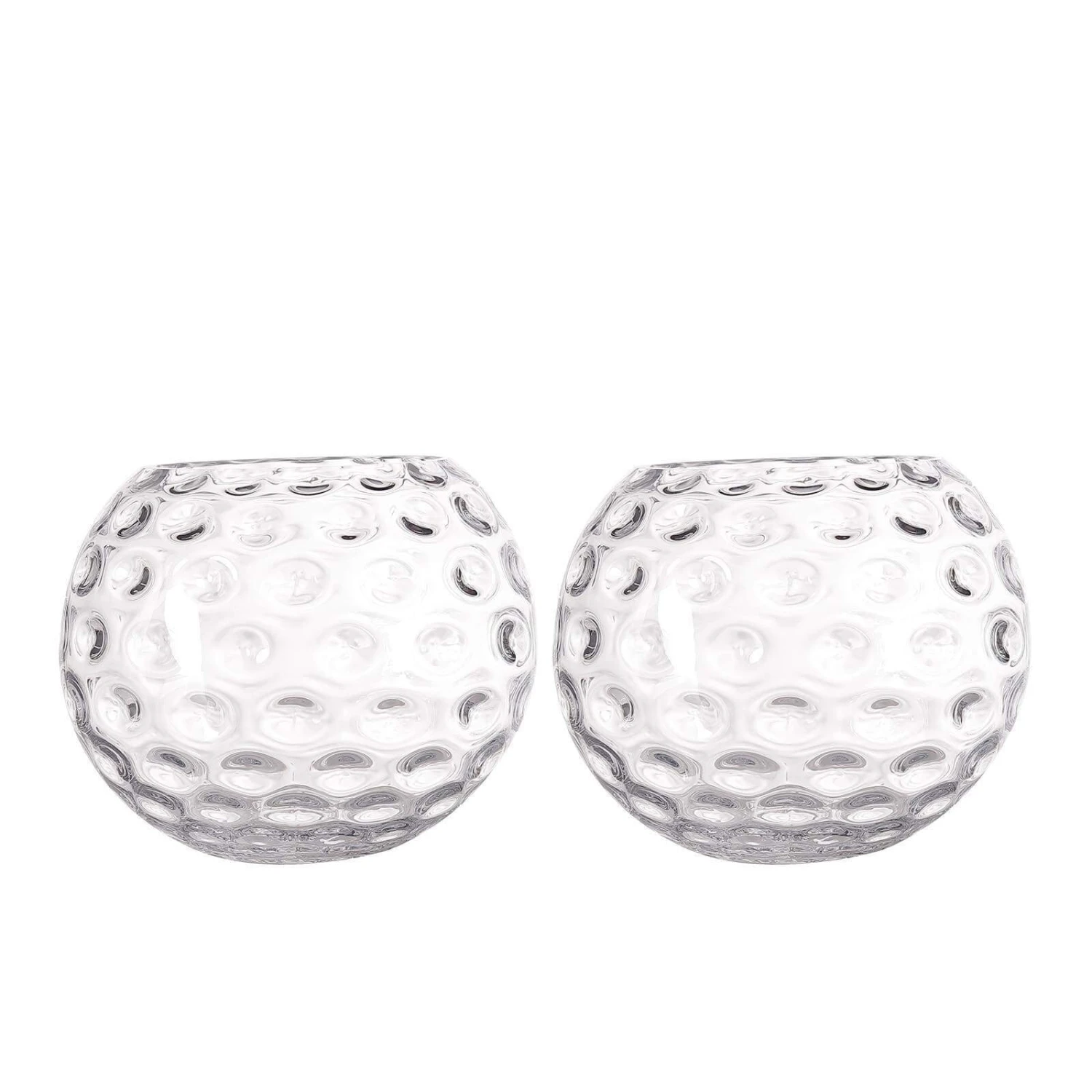 2 Pcs 8" Tall Round Glass Hobnail Vases - Clear 3 2 Pcs 8" Tall Round Glass Hobnail Vases - Clear