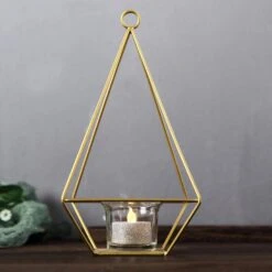 2 Pcs 9.5" Tall Geometric Candle Holders Metal Lanterns -Optimal Home Decoration 2 pcs 9 5 tall geometric candle holders metal lanterns 28939816763455