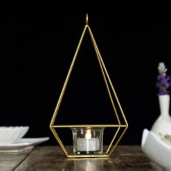 2 Pcs 9.5" Tall Geometric Candle Holders Metal Lanterns -Optimal Home Decoration 2 pcs 9 5 tall geometric candle holders metal lanterns 28939816796223