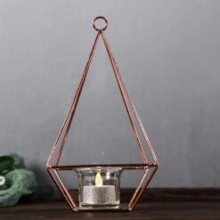 2 Pcs 9.5" Tall Geometric Candle Holders Metal Lanterns -Optimal Home Decoration 2 pcs 9 5 tall geometric candle holders metal lanterns 28940482215999