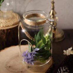 2 Pcs 9.5" Tall Glass Hanging Jar Vases With Jute Rope Handle - Clear 18 2 Pcs 9.5" Tall Glass Hanging Jar Vases With Jute Rope Handle - Clear -Optimal Home Decoration 2 pcs 9 5 tall glass hanging jar vases with jute rope handle clear vase a50 9 13768348991551