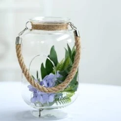 2 Pcs 9.5" Tall Glass Hanging Jar Vases With Jute Rope Handle - Clear 19 2 Pcs 9.5" Tall Glass Hanging Jar Vases With Jute Rope Handle - Clear -Optimal Home Decoration 2 pcs 9 5 tall glass hanging jar vases with jute rope handle clear vase a50 9 13768397389887