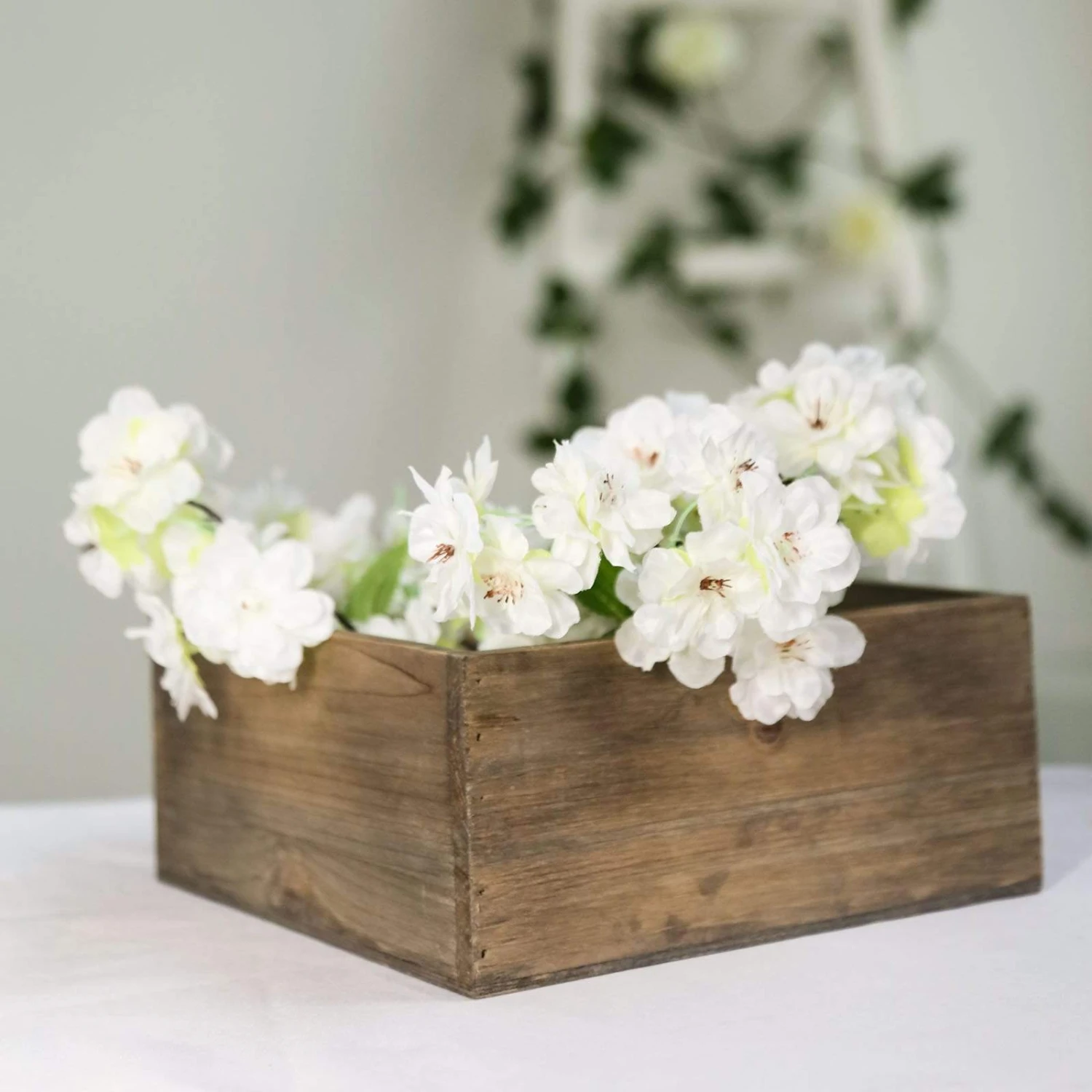 2 Pcs 9" Natural Wood Square Plant Holder Boxes Centerpieces 6 2 Pcs 9" Natural Wood Square Plant Holder Boxes Centerpieces - Image 4