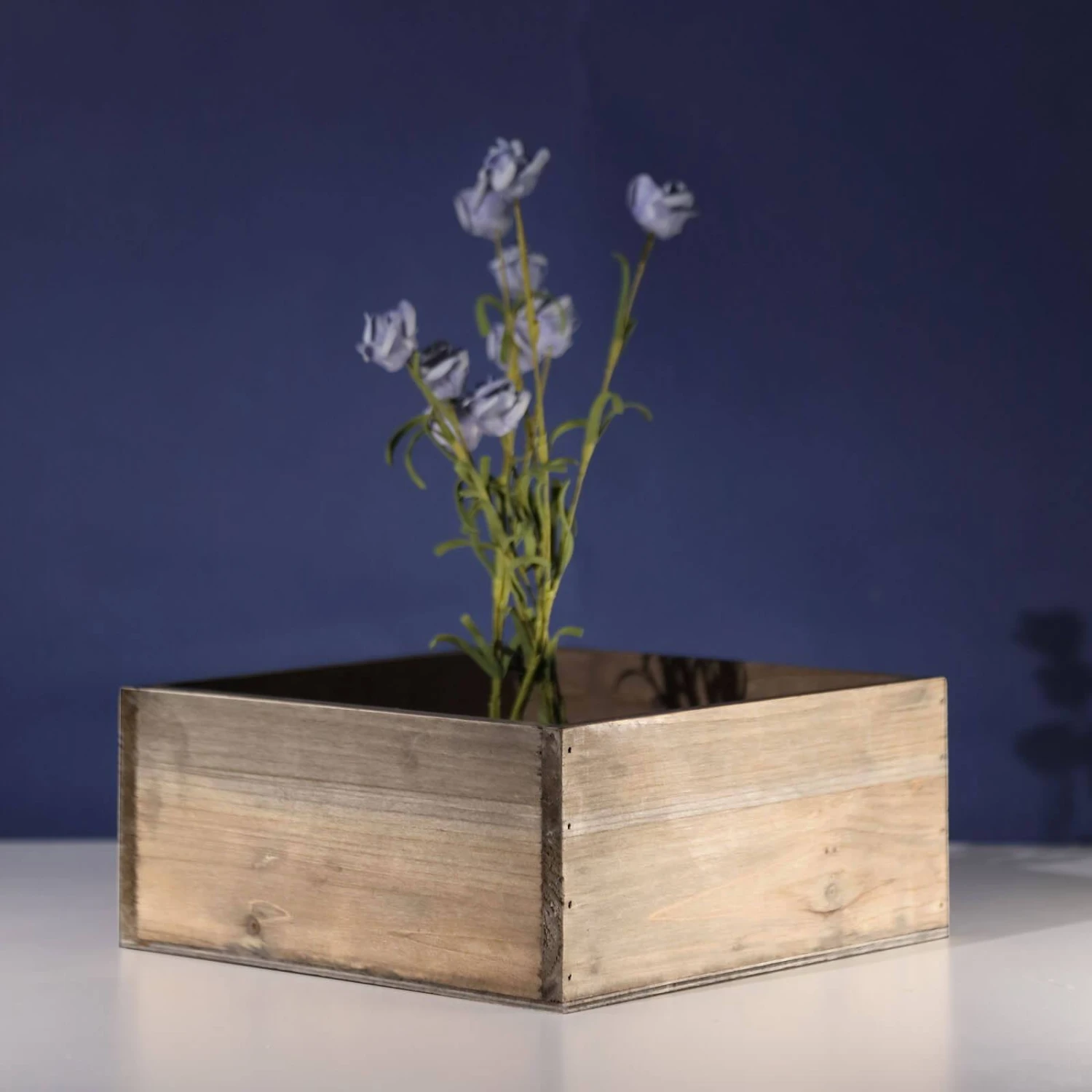 2 Pcs 9" Natural Wood Square Plant Holder Boxes Centerpieces 10 2 Pcs 9" Natural Wood Square Plant Holder Boxes Centerpieces - Image 8