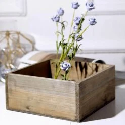 2 Pcs 9" Natural Wood Square Plant Holder Boxes Centerpieces 28 2 Pcs 9" Natural Wood Square Plant Holder Boxes Centerpieces -Optimal Home Decoration 2 pcs 9 natural wood square plant holder boxes centerpieces 28968479883327