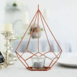 2 Pcs 9" Tall Geometric Pentagon Candle Holders Metal Lanterns -Optimal Home Decoration 2 pcs 9 tall geometric pentagon candle holders metal lanterns 28939817680959