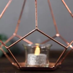 2 Pcs 9" Tall Geometric Pentagon Candle Holders Metal Lanterns -Optimal Home Decoration 2 pcs 9 tall geometric pentagon candle holders metal lanterns 28940464128063