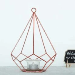 2 Pcs 9" Tall Geometric Pentagon Candle Holders Metal Lanterns -Optimal Home Decoration 2 pcs 9 tall geometric pentagon candle holders metal lanterns 28940464259135