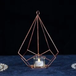 2 Pcs 9" Tall Geometric Pentagon Candle Holders Metal Lanterns -Optimal Home Decoration 2 pcs 9 tall geometric pentagon candle holders metal lanterns 28940470452287