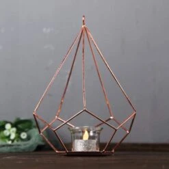 2 Pcs 9" Tall Geometric Pentagon Candle Holders Metal Lanterns -Optimal Home Decoration 2 pcs 9 tall geometric pentagon candle holders metal lanterns 28940475826239