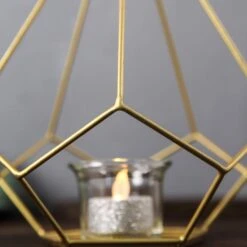 2 Pcs 9" Tall Geometric Pentagon Candle Holders Metal Lanterns -Optimal Home Decoration 2 pcs 9 tall geometric pentagon candle holders metal lanterns 28940530614335