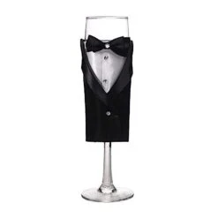 2 Pcs 9" Tall Glass Tuxedo And Dress Champagne Toasting Flutes - Clear -Optimal Home Decoration 2 pcs 9 tall glass tuxedo and dress champagne toasting flutes clear gob 035 13831572226111