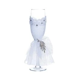 2 Pcs 9" Tall Glass Tuxedo And Dress Champagne Toasting Flutes - Clear -Optimal Home Decoration 2 pcs 9 tall glass tuxedo and dress champagne toasting flutes clear gob 035 13831668760639