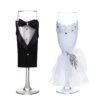 2 Pcs 9" Tall Glass Tuxedo And Dress Champagne Toasting Flutes - Clear 1 2 Pcs 9" Tall Glass Tuxedo And Dress Champagne Toasting Flutes - Clear -Optimal Home Decoration 2 pcs 9 tall glass tuxedo and dress champagne toasting flutes clear gob 035 28553908584511