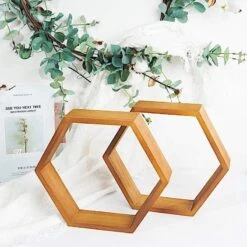 2 Pcs 9" Tall Hexagon Wood Geometric Wall Shelves 25 2 Pcs 9" Tall Hexagon Wood Geometric Wall Shelves -Optimal Home Decoration 2 pcs 9 tall hexagon wood geometric wall shelves 28968534736959