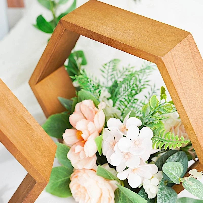 2 Pcs 9" Tall Hexagon Wood Geometric Wall Shelves 5 2 Pcs 9" Tall Hexagon Wood Geometric Wall Shelves - Image 3