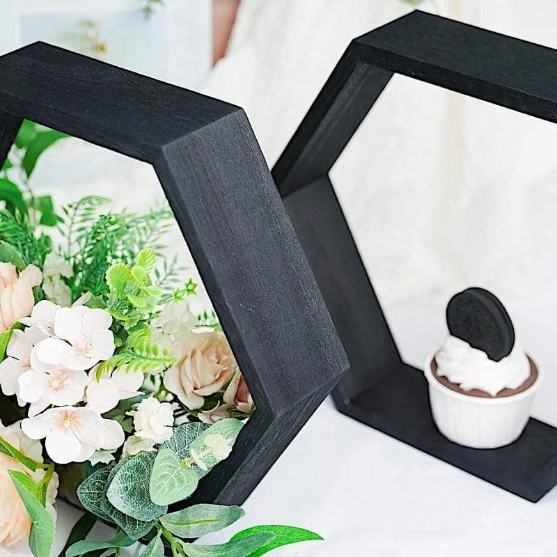 2 Pcs 9" Tall Hexagon Wood Geometric Wall Shelves 10 2 Pcs 9" Tall Hexagon Wood Geometric Wall Shelves - Image 8