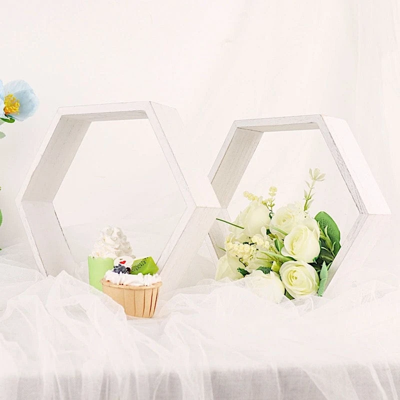 2 Pcs 9" Tall Hexagon Wood Geometric Wall Shelves 19 2 Pcs 9" Tall Hexagon Wood Geometric Wall Shelves - Image 17