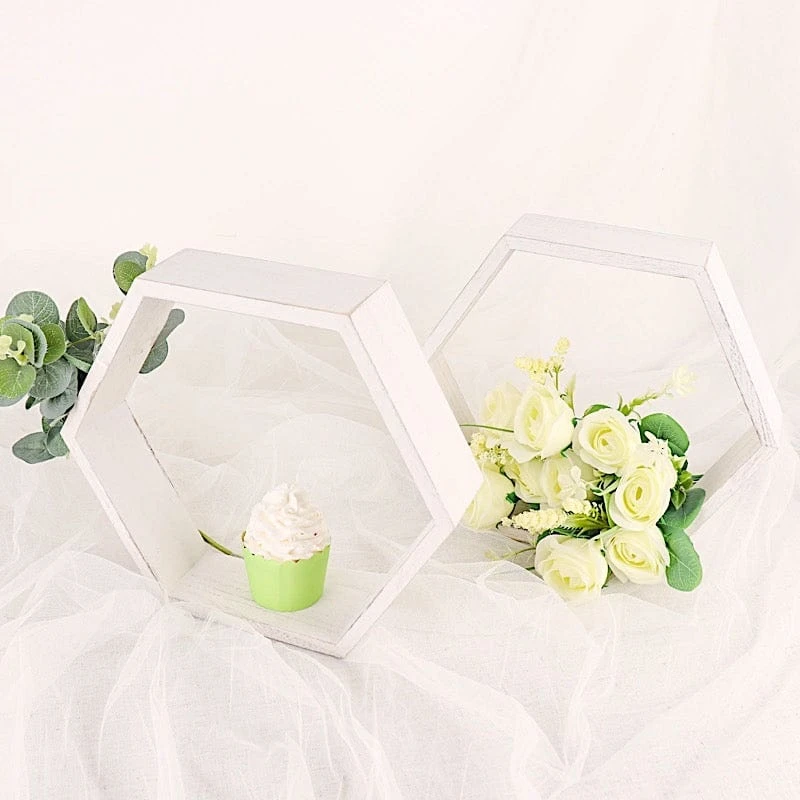 2 Pcs 9" Tall Hexagon Wood Geometric Wall Shelves 20 2 Pcs 9" Tall Hexagon Wood Geometric Wall Shelves - Image 18