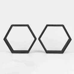 2 Pcs 9" Tall Hexagon Wood Geometric Wall Shelves 27 2 Pcs 9" Tall Hexagon Wood Geometric Wall Shelves -Optimal Home Decoration 2 pcs 9 tall hexagon wood geometric wall shelves wod hopshlf hex3 blk 29002225844287