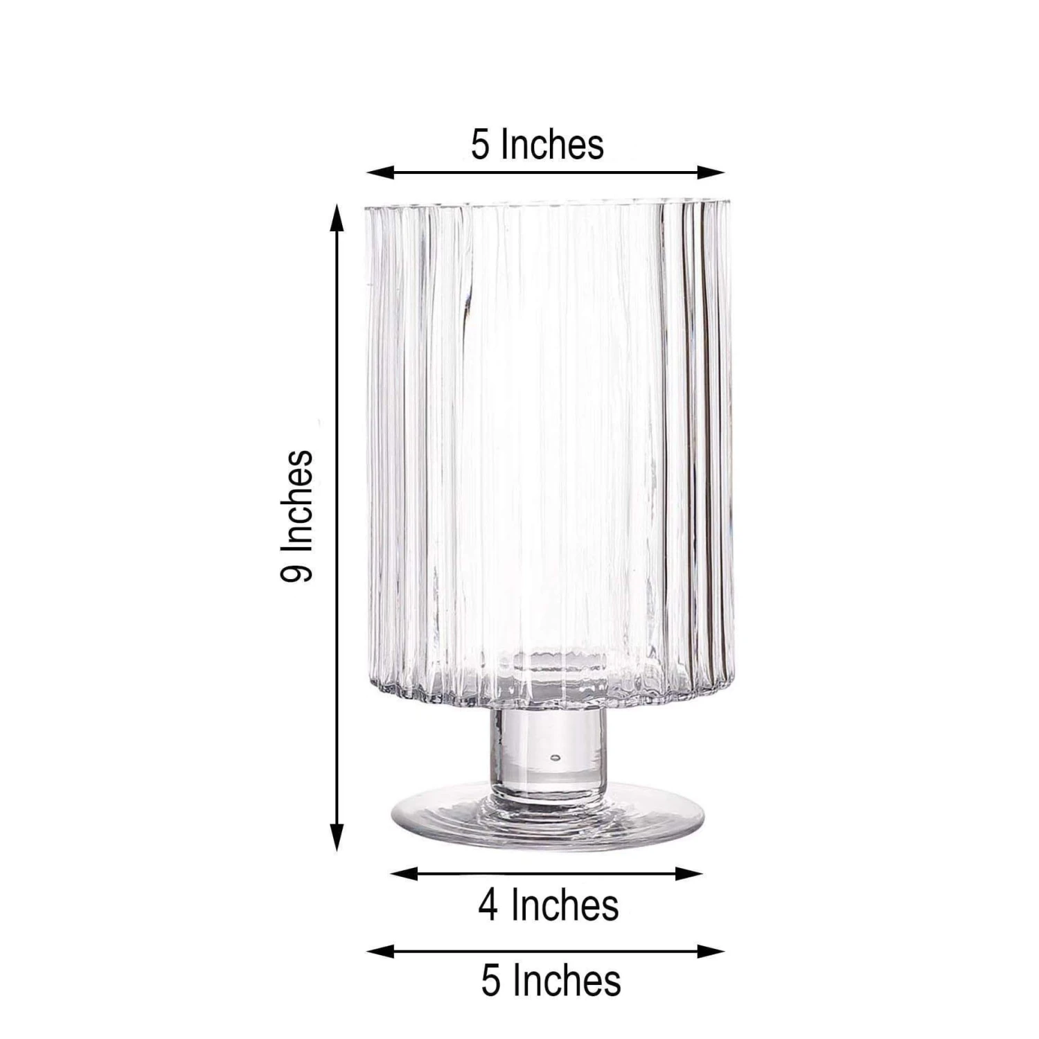 2 Pcs 9" Tall Ribbed Pedestal Glass Vases Centerpieces - Clear 8 2 Pcs 9" Tall Ribbed Pedestal Glass Vases Centerpieces - Clear - Image 6