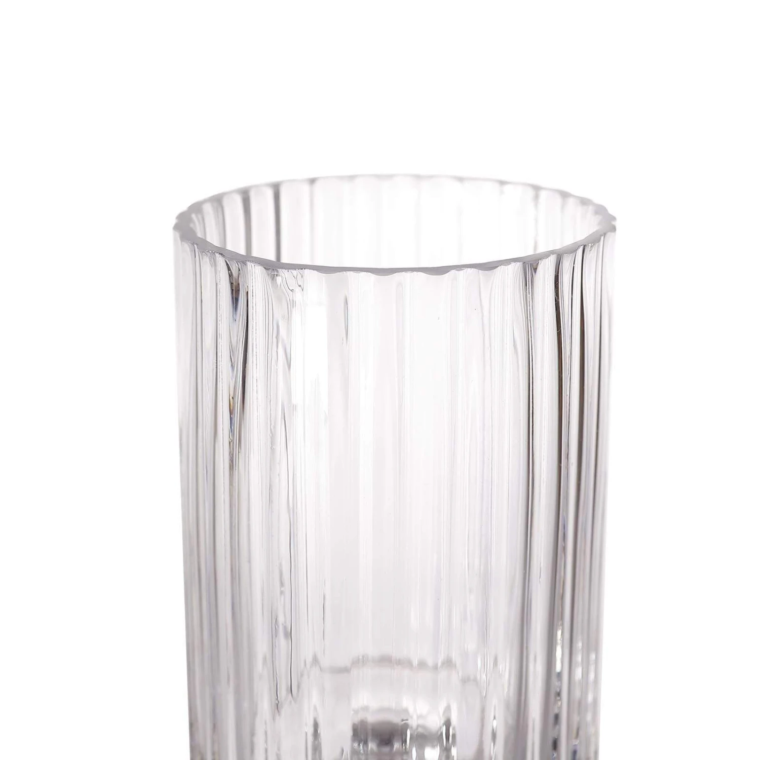 2 Pcs 9" Tall Ribbed Pedestal Glass Vases Centerpieces - Clear 6 2 Pcs 9" Tall Ribbed Pedestal Glass Vases Centerpieces - Clear - Image 4