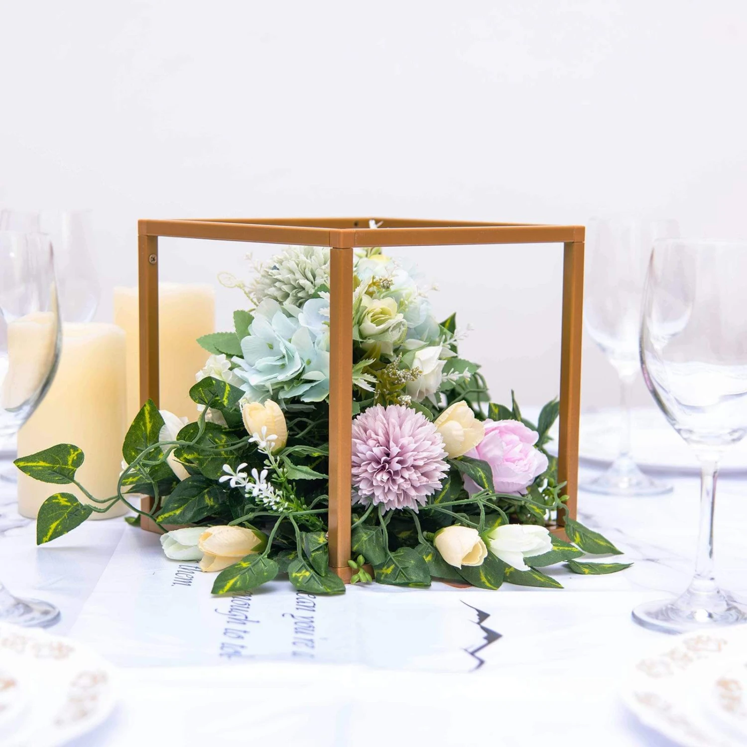 2 Geometric Cube Metal Stands Wedding Flower Vase Holders 10 2 Geometric Cube Metal Stands Wedding Flower Vase Holders - Image 8