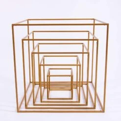 2 Geometric Cube Metal Stands Wedding Flower Vase Holders