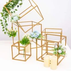 2 Geometric Cube Metal Stands Wedding Flower Vase Holders 33 2 Geometric Cube Metal Stands Wedding Flower Vase Holders -Optimal Home Decoration 2 pcs geometric cube metal stands wedding flower vase holders 29038579548223