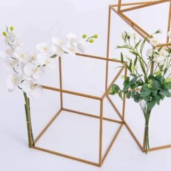 2 Geometric Cube Metal Stands Wedding Flower Vase Holders 38 2 Geometric Cube Metal Stands Wedding Flower Vase Holders -Optimal Home Decoration 2 pcs geometric cube metal stands wedding flower vase holders 29038579810367