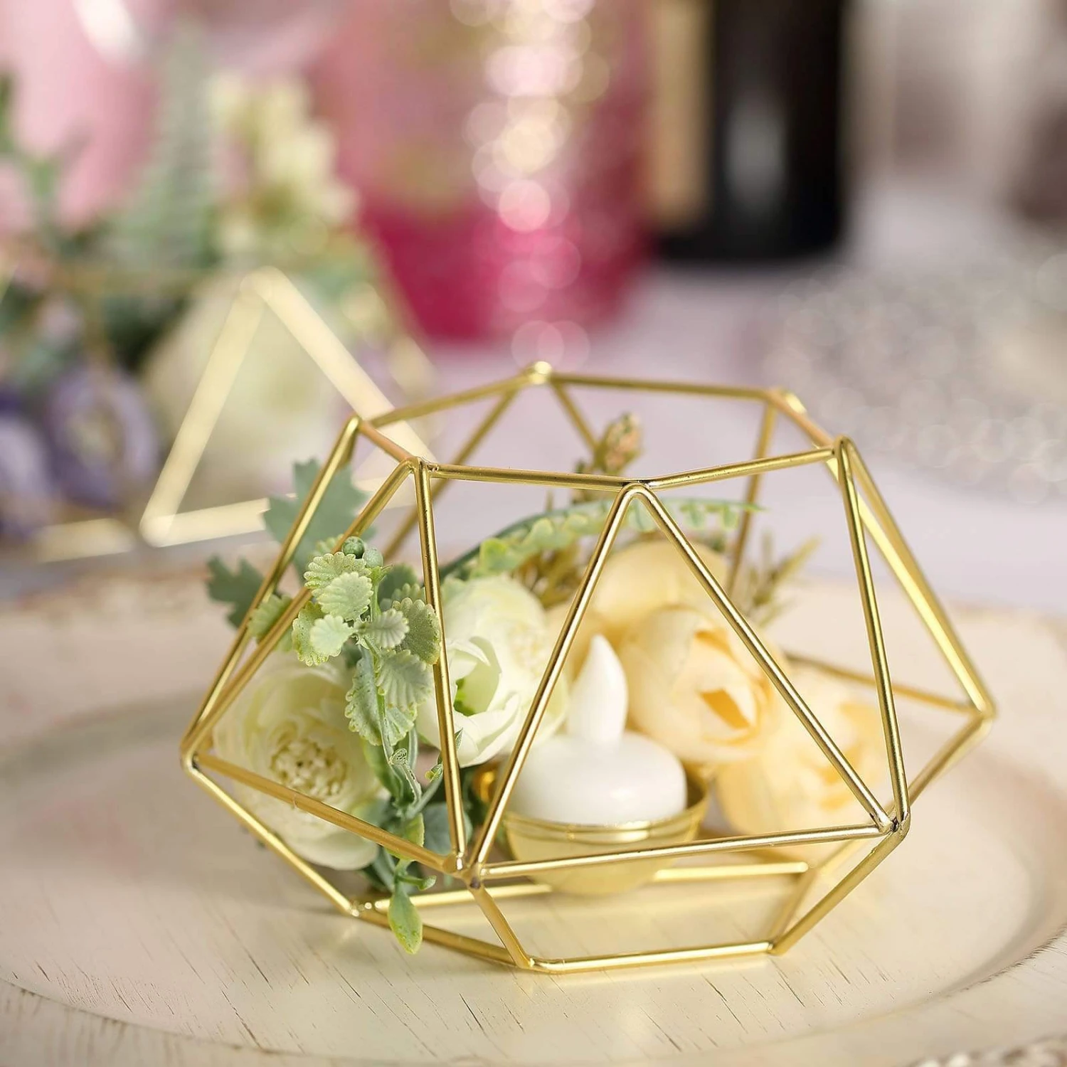 2 Pcs Geometric Metal Hexagon Flower Vases Tealight Candle Holders 10 2 Pcs Geometric Metal Hexagon Flower Vases Tealight Candle Holders - Image 8