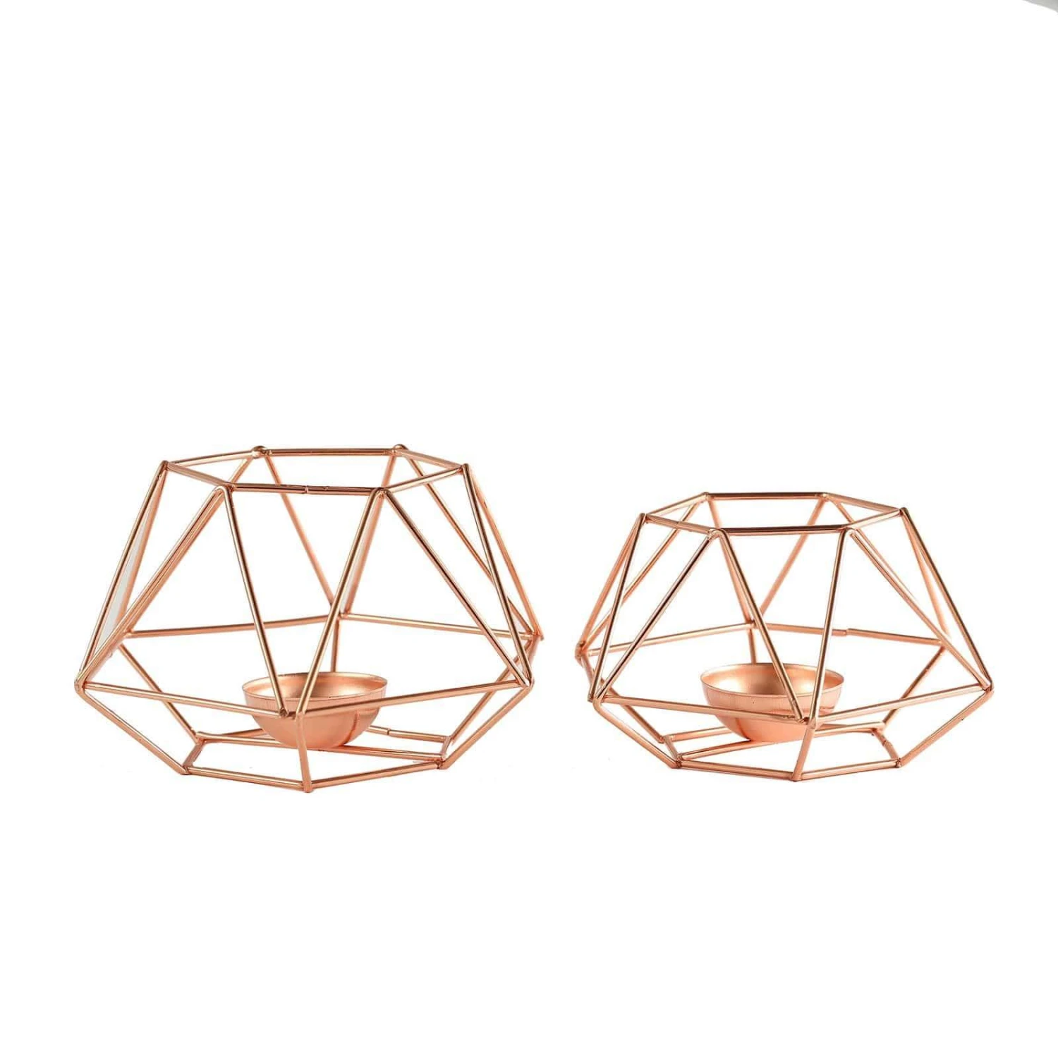 2 Pcs Geometric Metal Hexagon Flower Vases Tealight Candle Holders 17 2 Pcs Geometric Metal Hexagon Flower Vases Tealight Candle Holders - Image 15