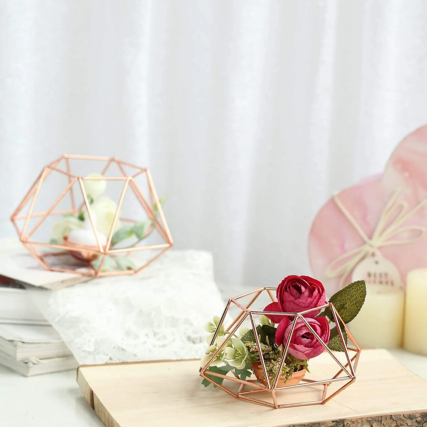 2 Pcs Geometric Metal Hexagon Flower Vases Tealight Candle Holders 20 2 Pcs Geometric Metal Hexagon Flower Vases Tealight Candle Holders - Image 18