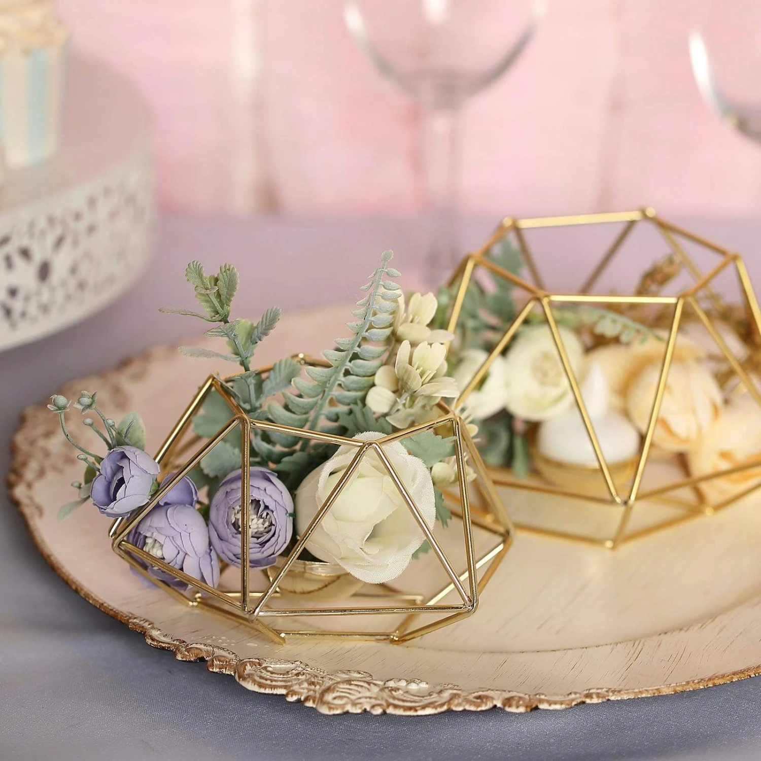 2 Pcs Geometric Metal Hexagon Flower Vases Tealight Candle Holders 9 2 Pcs Geometric Metal Hexagon Flower Vases Tealight Candle Holders - Image 7