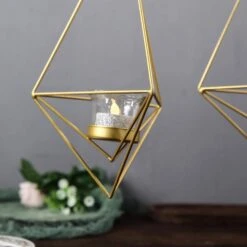 2 Pcs Geometric Tealight Candle Holders Metal Lanterns -Optimal Home Decoration 2 pcs geometric tealight candle holders metal lanterns 28939819548735