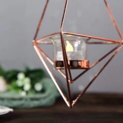 2 Pcs Geometric Tealight Candle Holders Metal Lanterns -Optimal Home Decoration 2 pcs geometric tealight candle holders metal lanterns 28939819810879