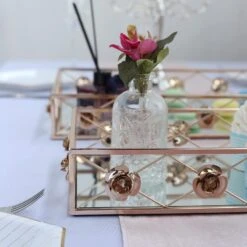 2 Pcs Metal Rectangular Floral Rim Mirror Serving Trays - Gold 11 2 Pcs Metal Rectangular Floral Rim Mirror Serving Trays - Gold -Optimal Home Decoration 2 pcs metal rectangular floral rim mirror serving trays gold chrg tray004 set gold 28505553502271