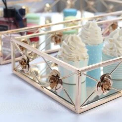 2 Pcs Metal Rectangular Floral Rim Mirror Serving Trays - Gold 12 2 Pcs Metal Rectangular Floral Rim Mirror Serving Trays - Gold -Optimal Home Decoration 2 pcs metal rectangular floral rim mirror serving trays gold chrg tray004 set gold 28586543611967