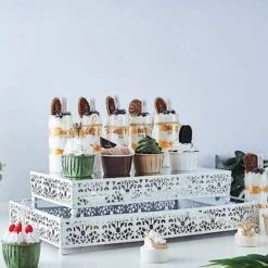 2 Pcs Metal With Mirror Glass Fleur De Lis Rectangular Cake Stands 9 2 Pcs Metal With Mirror Glass Fleur De Lis Rectangular Cake Stands -Optimal Home Decoration 2 pcs metal with mirror glass fleur de lis rectangular cake stands 28933299044415