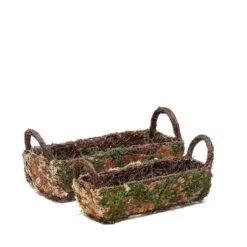 2 Pcs Natural Moss Rectangular Planter Boxes With Handles - Green With Chocolate Brown 13 2 Pcs Natural Moss Rectangular Planter Boxes With Handles - Green With Chocolate Brown -Optimal Home Decoration 2 pcs natural moss rectangular planter boxes with handles green with chocolate brown moss plnt 005 grn 5139087818815